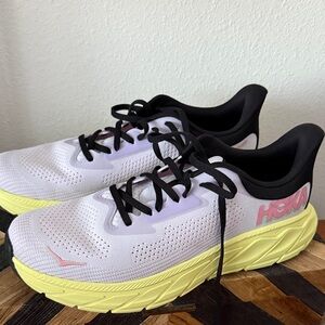 Hoka White and Lime Running Shoes